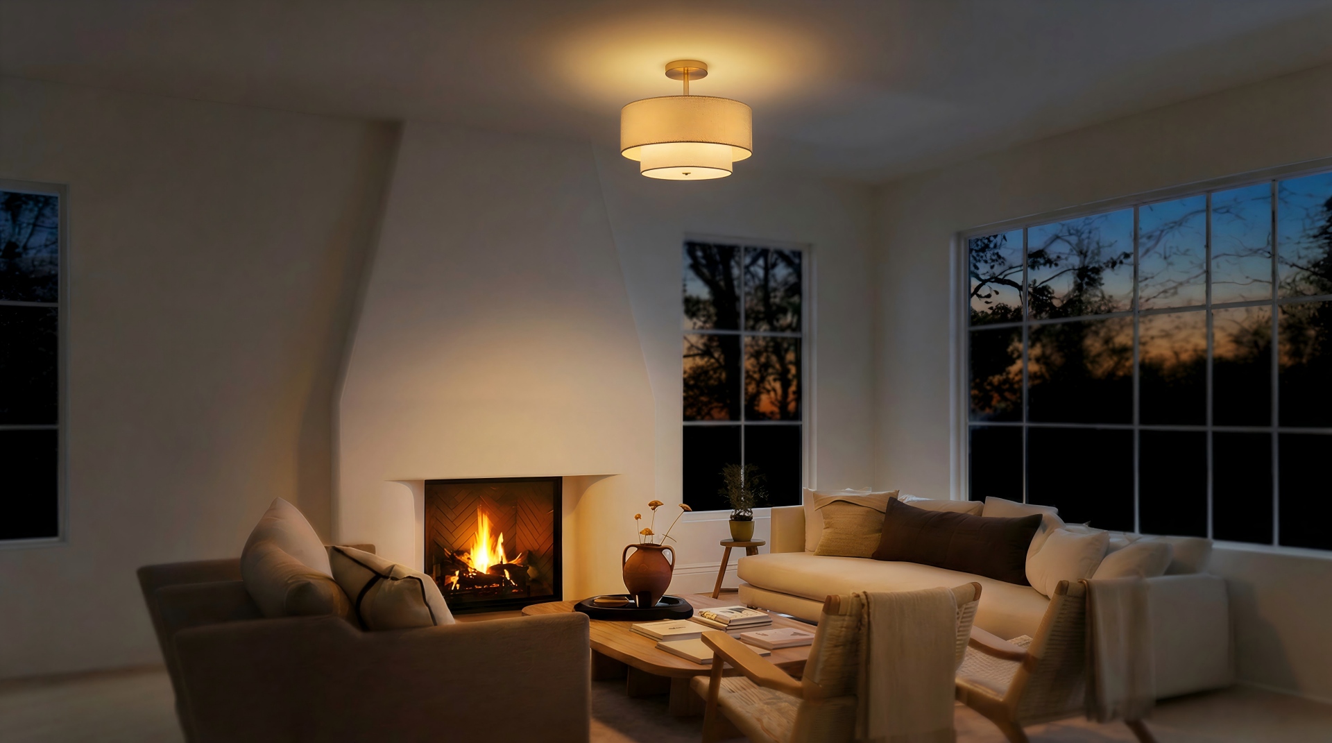 HILUXIA 18 Inch Large Semi Flush Mount Ceiling Light Fixture with